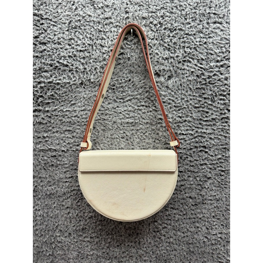 Audette Nuit Beige & Camel Napalack Handbag w/ Adjustable Strap & Magnetic Flap
